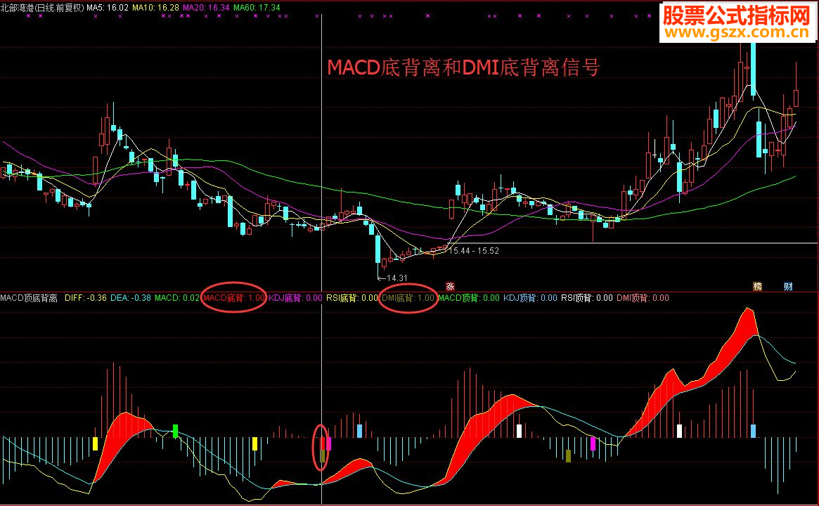 通达信MACD/KDJ/RSI/DMI顶底背离,可以自动画线(指标 副图/选股  贴图 源码 无未来)